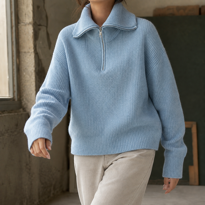 Xaviera-Sage Zip Neck Tröja