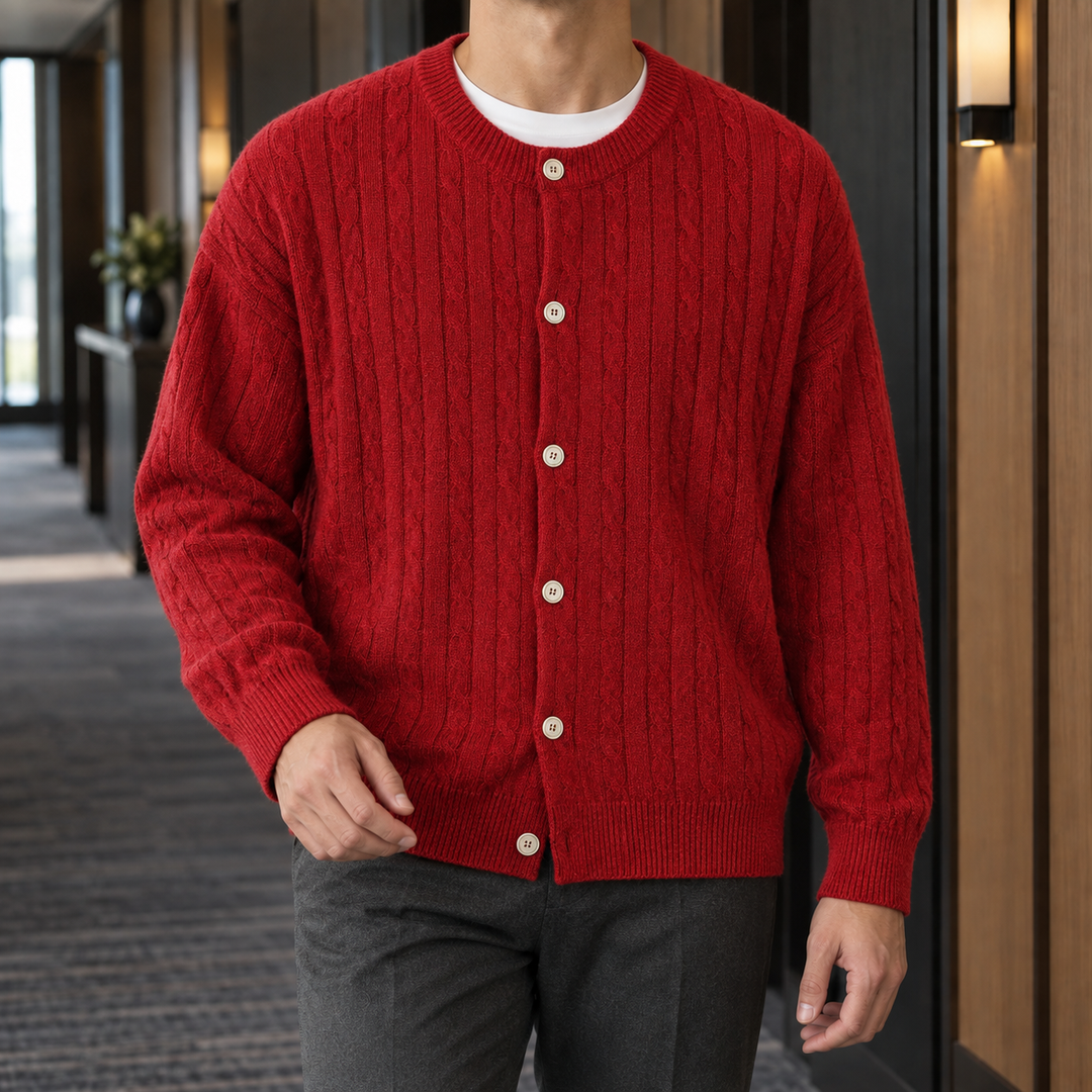 Bertram Kabelstickad Cardigan