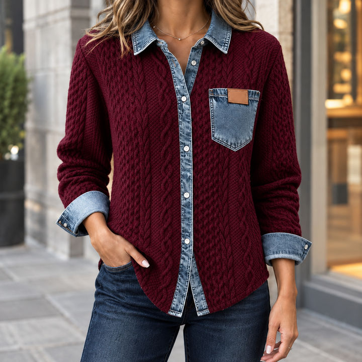Adrienne-Lane Denim Stickad Överjacka