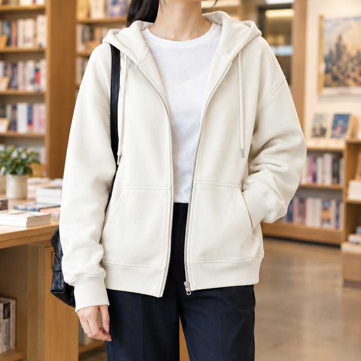 Bettina Avslappnad Zip Hoodie